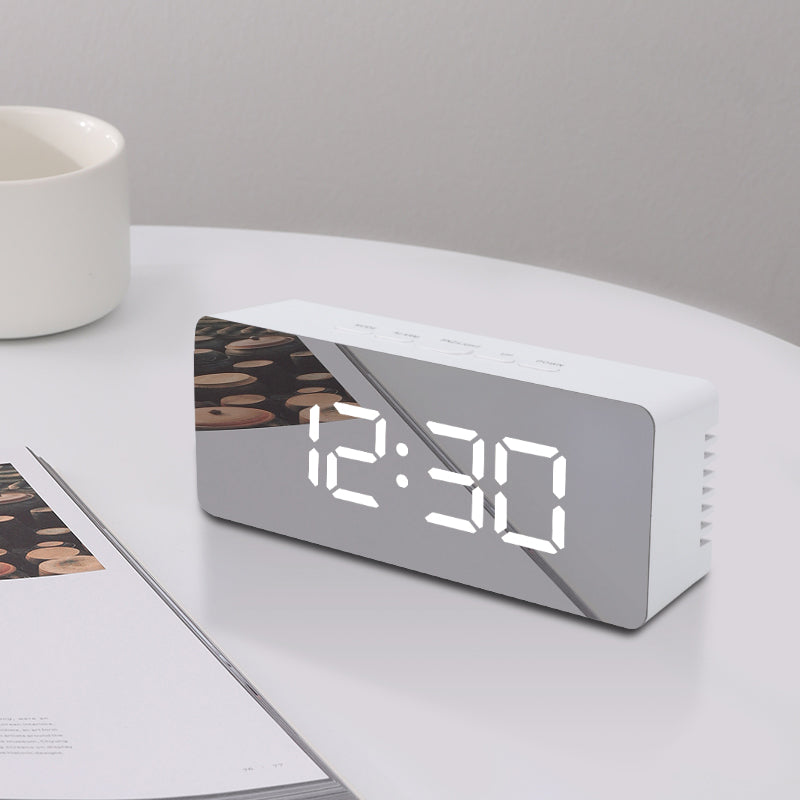 LED Mirror Digital Alarm Clock Night Lights Thermometer Multi-function Watch