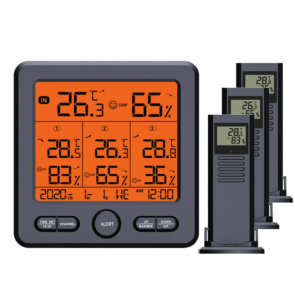 TS-6210 Multifunctional Wireless Thermometer Hygrometer Alert Clock Calendar