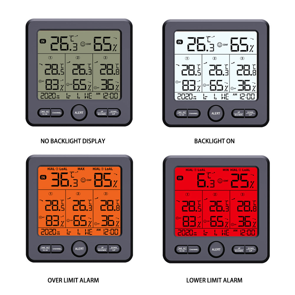 TS-6210 Multifunctional Wireless Thermometer Hygrometer Alert Clock Calendar