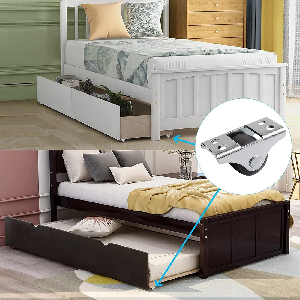 4Pcs 1/2 Inch Mini Fixed Caster Wheels  for Furniture Cabinets Under Bed Drawer