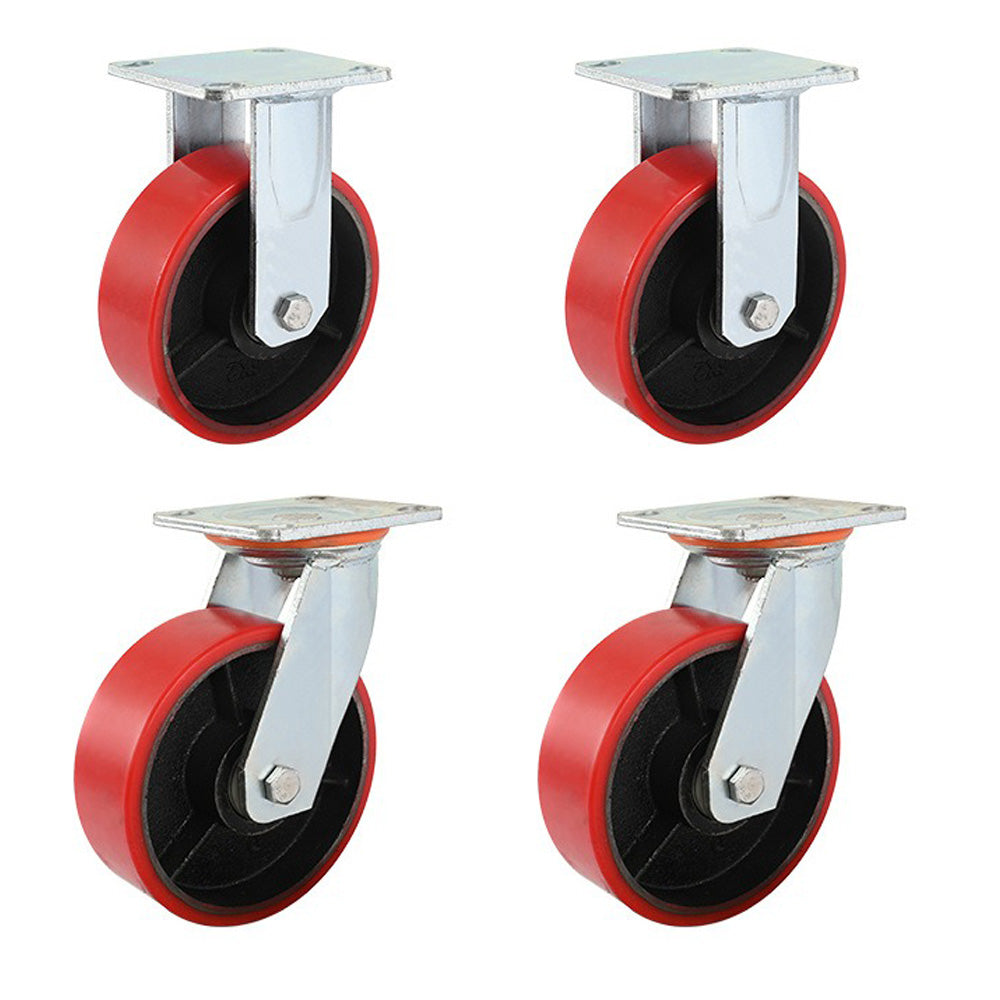 4 pcs 8-inch 200mm Extra Heavy Duty Industrial Swivel Castors with PU Wheel