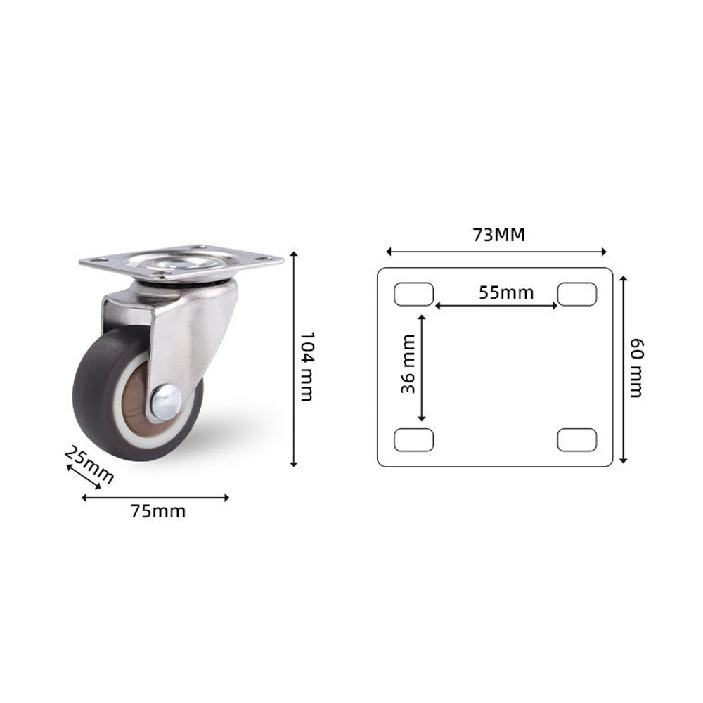 4Pcs 3 in TPR Mute Heavy Duty Furniture Swivel Caster Wheels