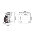 4Pcs 3 in TPR Mute Heavy Duty Furniture Swivel Caster Wheels