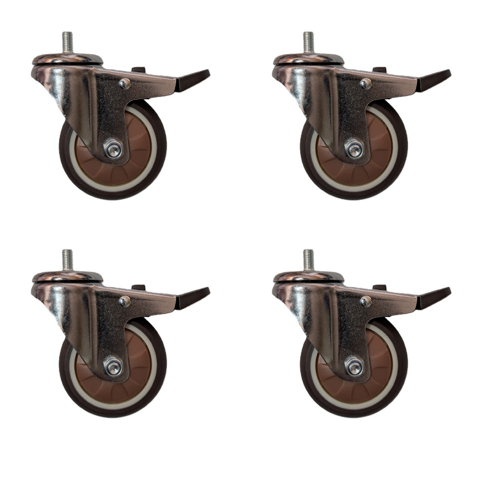 4 pcs 3 in M8 15mm Threaded Stem Swivel Caster Wheels TPR Mute Furniture Caster