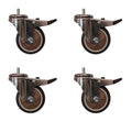 4 pcs 3 in M8 15mm Threaded Stem Swivel Caster Wheels TPR Mute Furniture Caster