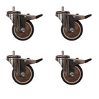 4 pcs 3 in M8 15mm Threaded Stem Swivel Caster Wheels TPR Mute Furniture Caster