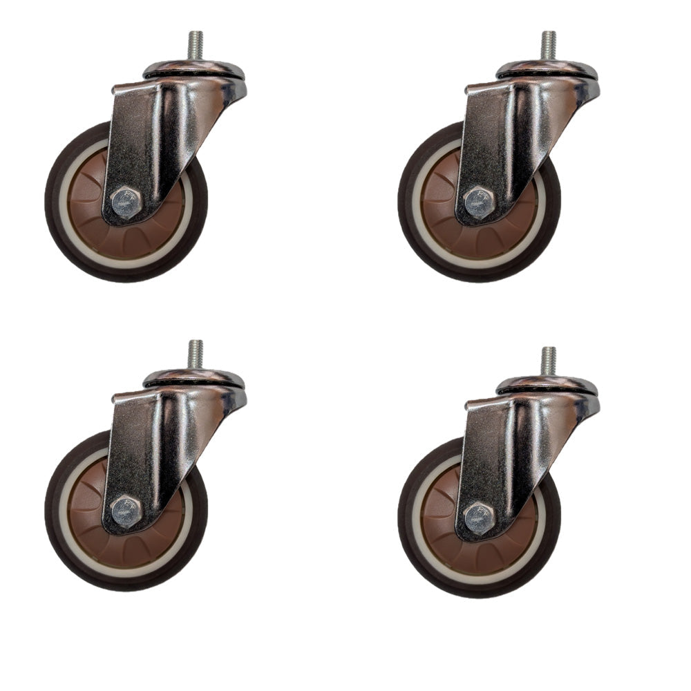 4 pcs 3 in M8 15mm Threaded Stem Swivel Caster Wheels TPR Mute Furniture Caster