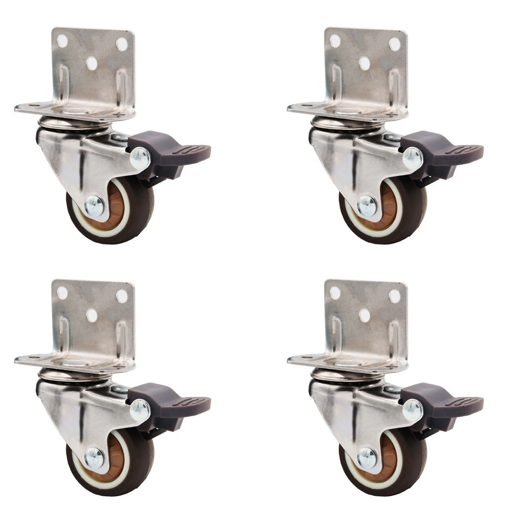 4Pcs 2 in L-Shape Rubber Caster Wheels Right Angle Mute Swivel Wheel