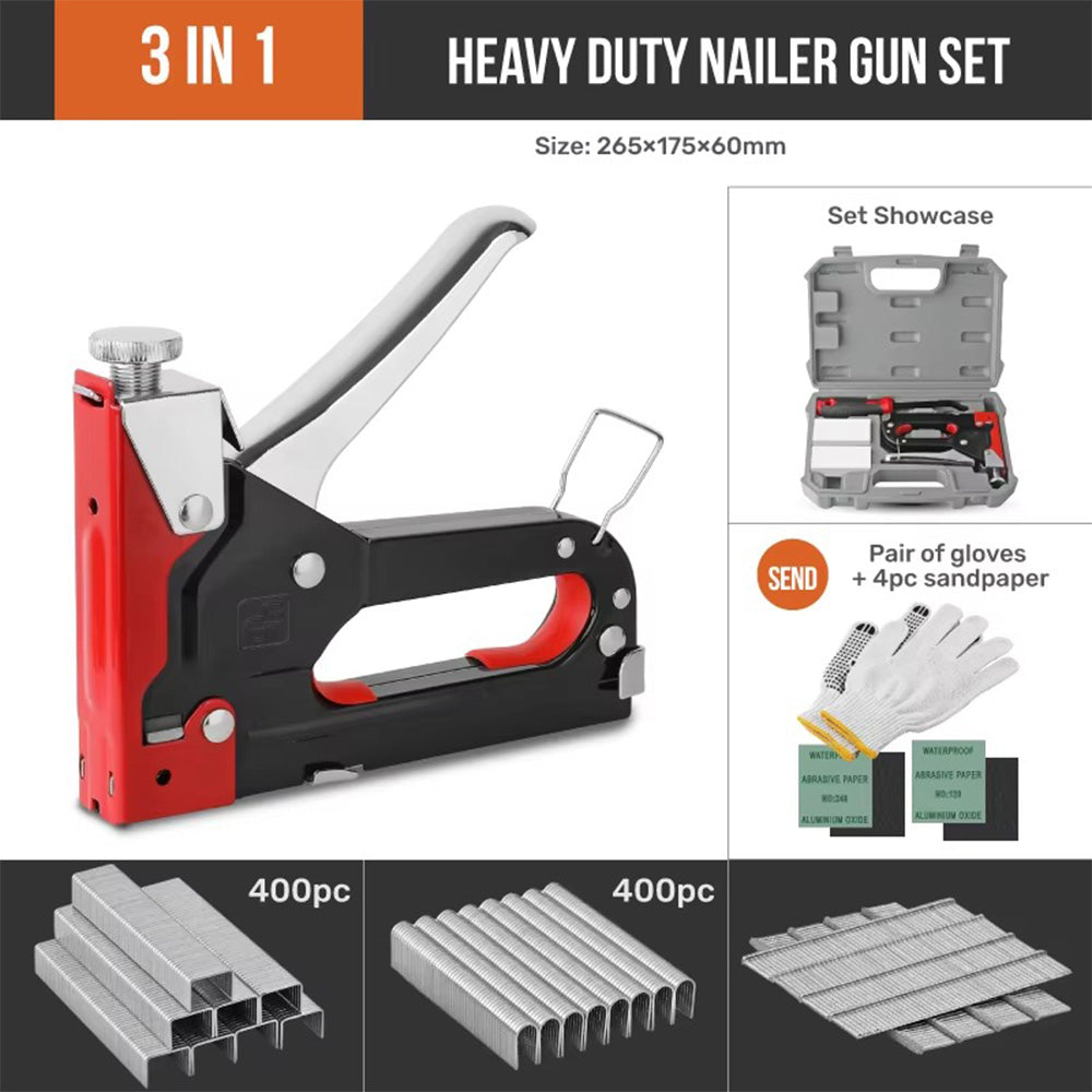 3-in-1 Nailer Stapler Gun Set With 1200 Staples Manual DIY Nailer Tool Kit&nbsp;