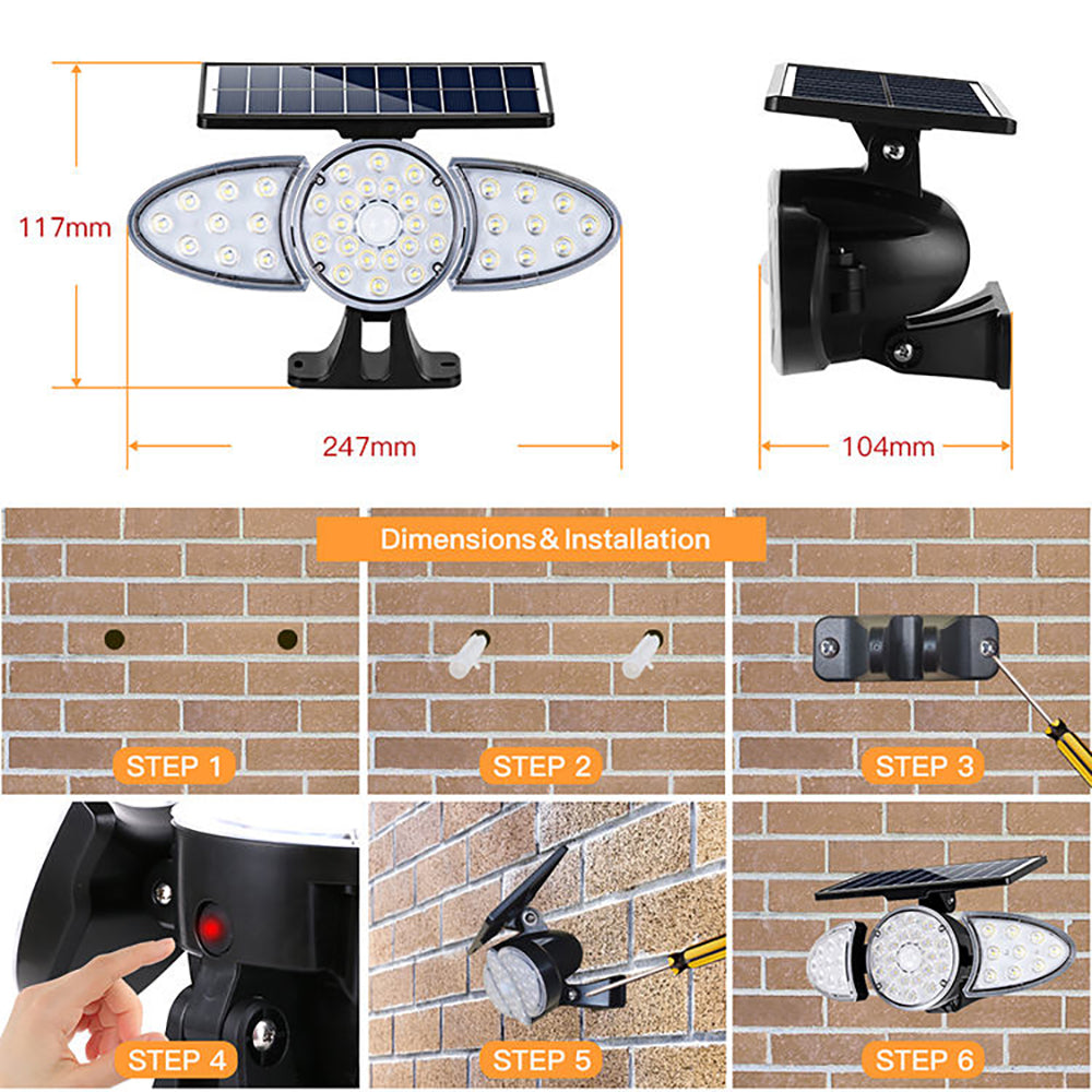 YH0530-PIR  38 LEDS  Solar Emergency Security Garden Wall Motion Sensor Light