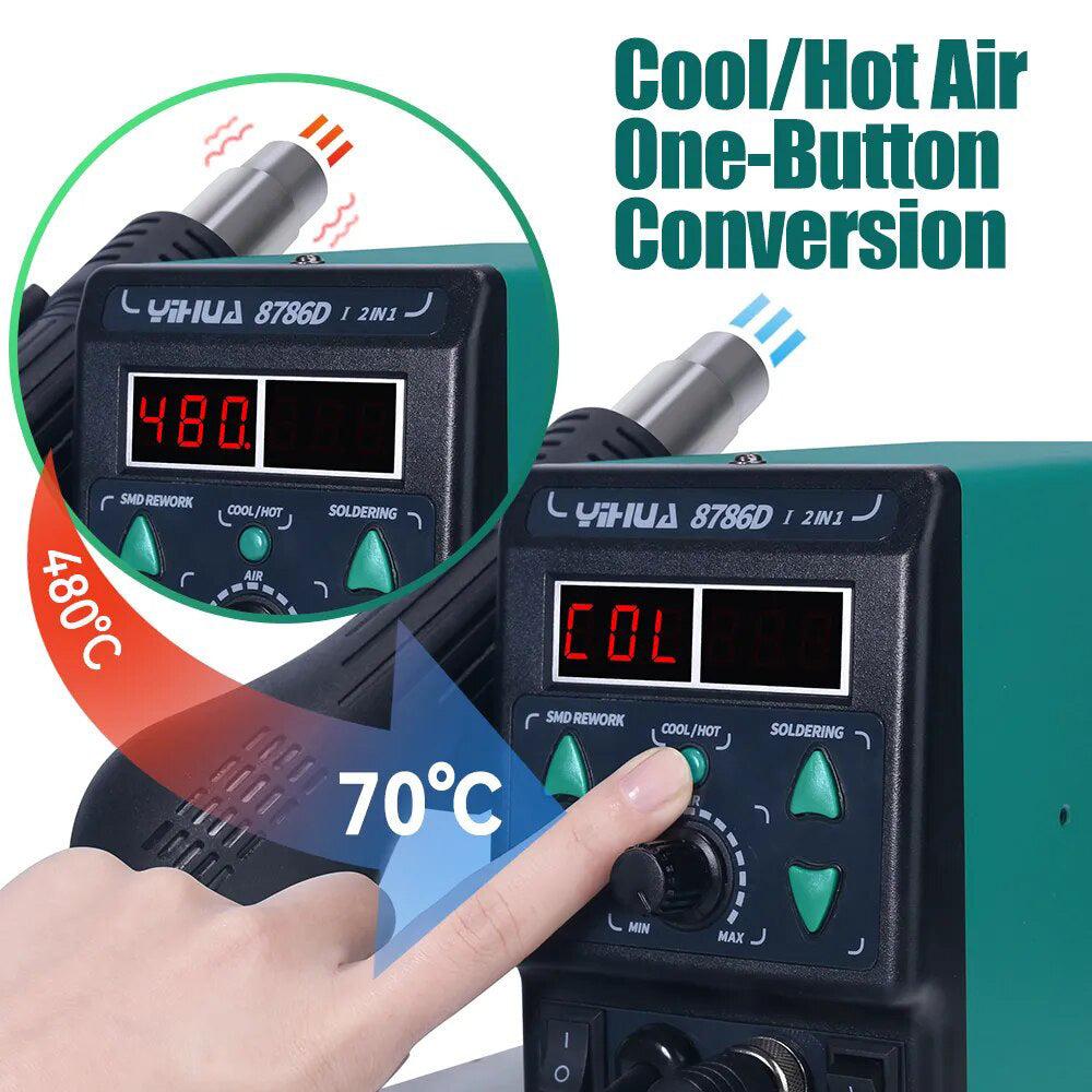 2 in 1 YIHUA 8786D-I110V 220V Soldering Iron Hot Air Soldering Station