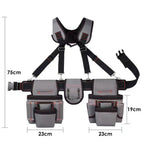 Adjustable Electrician Tool Bag with Suspenders and Pouches Portable Belt Bag