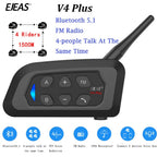 EJEAS V4 Plus Motorcycle Helmet Intercom Headset Bluetooth 1500M 4 Riders