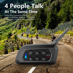 EJEAS V4 Plus Motorcycle Helmet Intercom Headset Bluetooth 1500M 4 Riders
