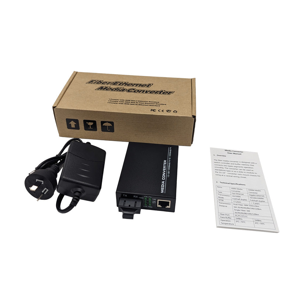 SM Duples Fibres 40KM 1310nm 10/100/1000M Media Converter