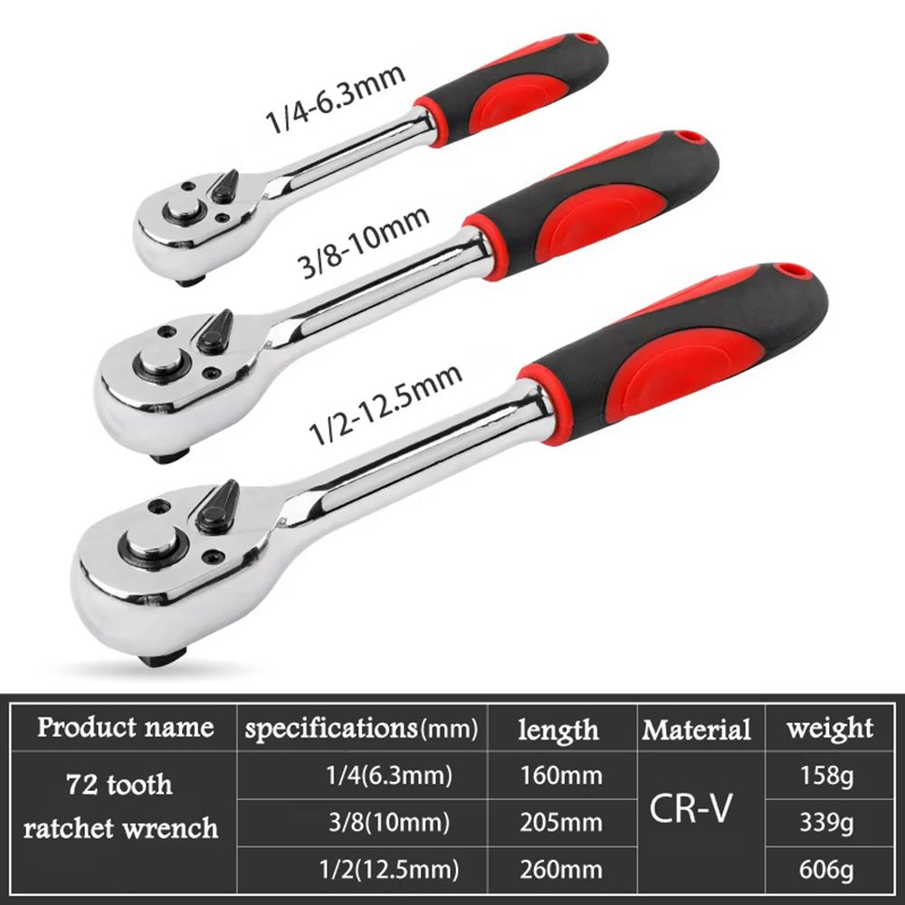 72 Teeth Ratchet Socket Wrench Tools 1/4" 3/8" 1/2" inch Ratchet Wrench&nbsp;