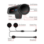 MAXTO M2 1000M Motorcycle Interphone Helmet Bluetooth Headset Moto Wireless Intercom for 6 Riders Talking FM Radio Waterproof