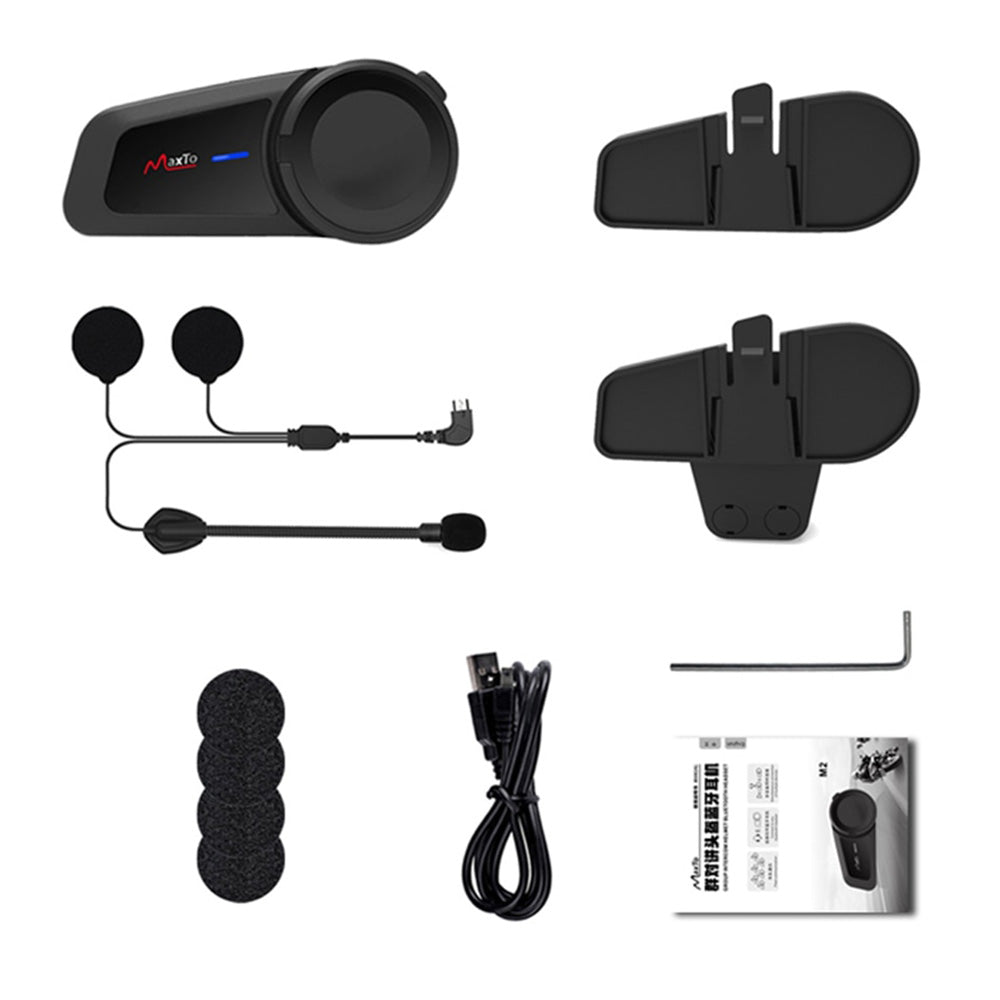 MAXTO M2 1000M Motorcycle Interphone Helmet Bluetooth Headset Moto Wireless Intercom for 6 Riders Talking FM Radio Waterproof