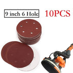 10 Pcs 9 inch Sandpaper 225mm 6 Hole Disc Polishing Tool